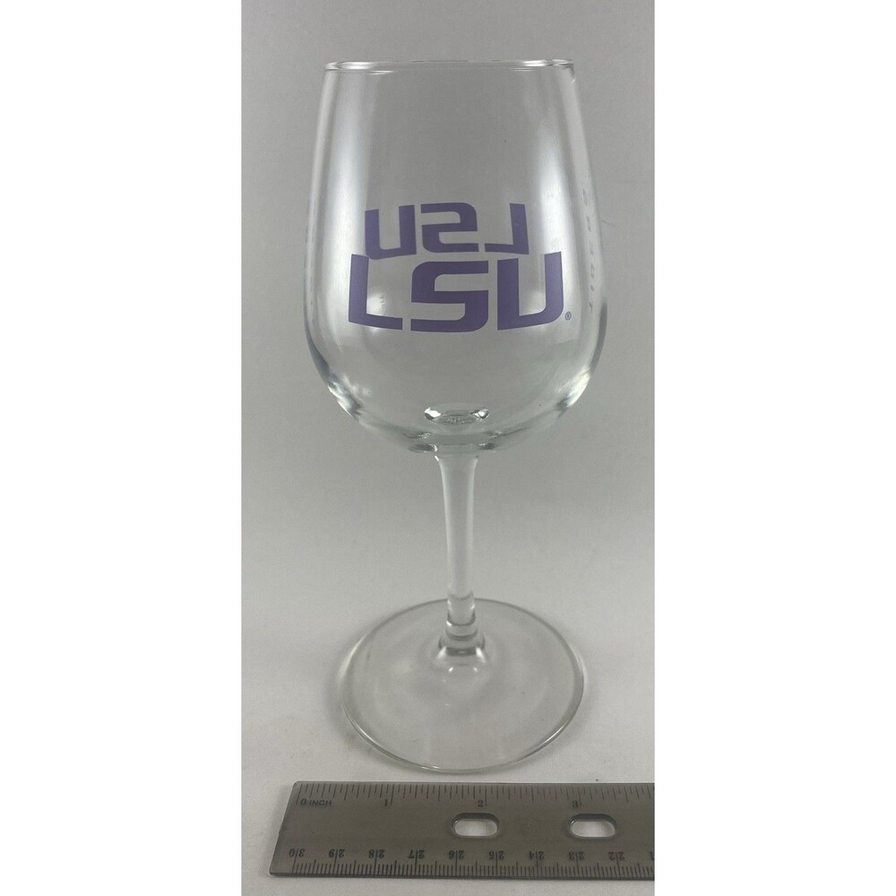 LSU Tigers 12oz Gameday Stemmed Wine Glass Barware with Worn Box